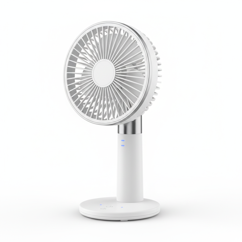 Equinox Portable Desk Fan in white and silver