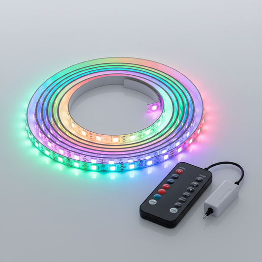 Equinox RGB LED Light Strips glowing in multiple colors