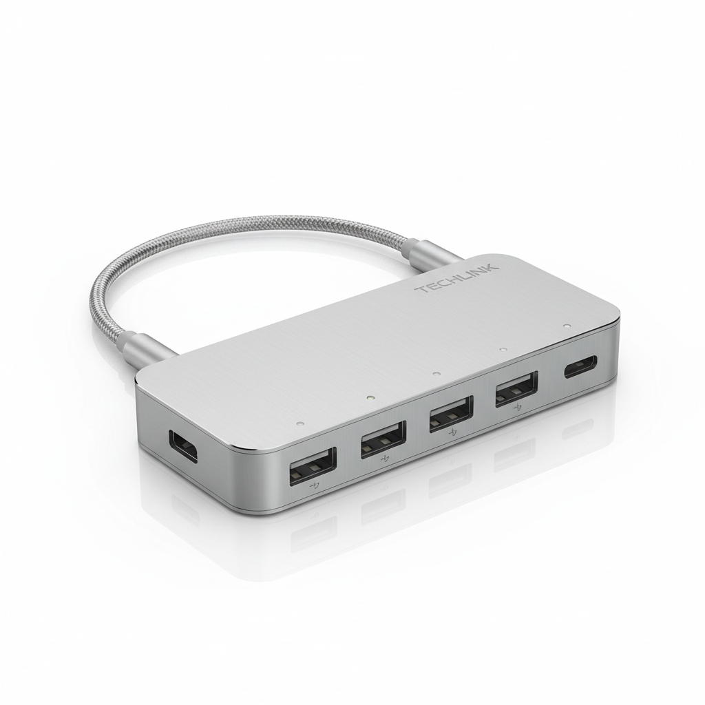 Equinox 7-in-1 USB Hub Adapter in aluminum silver