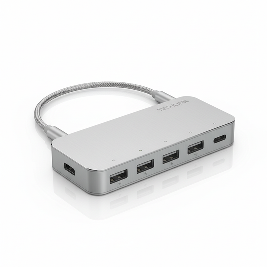 Equinox 7-in-1 USB Hub Adapter in aluminum silver