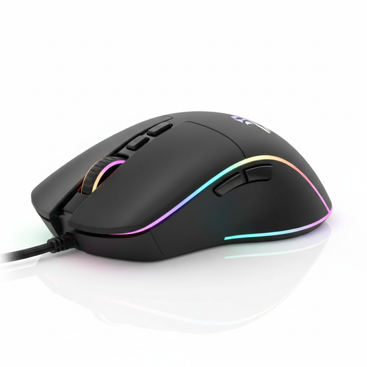 Equinox Pro Gaming Mouse in matte black with RGB lighting
